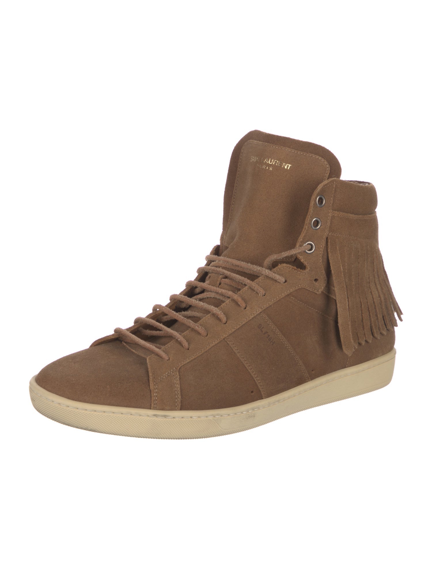 Saint Laurent Suede Fringe Trim Accent Sneakers