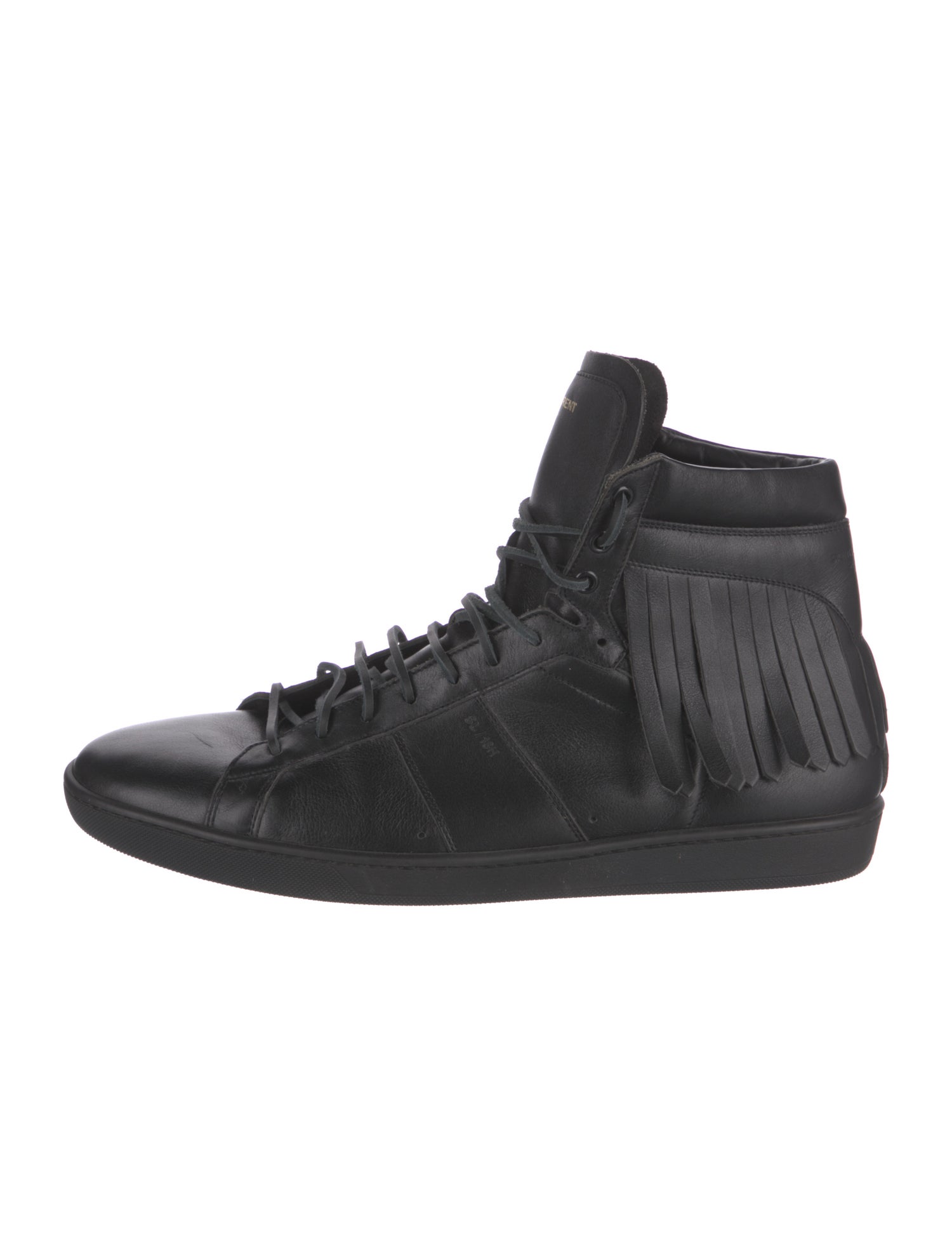 Saint Laurent Leather Fringe Trim Accent Sneakers