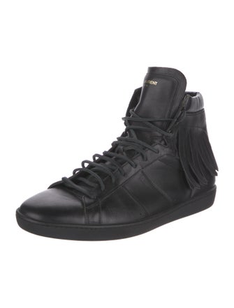 Saint Laurent Leather Fringe Trim Accent Sneakers