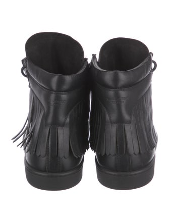 Saint Laurent Leather Fringe Trim Accent Sneakers