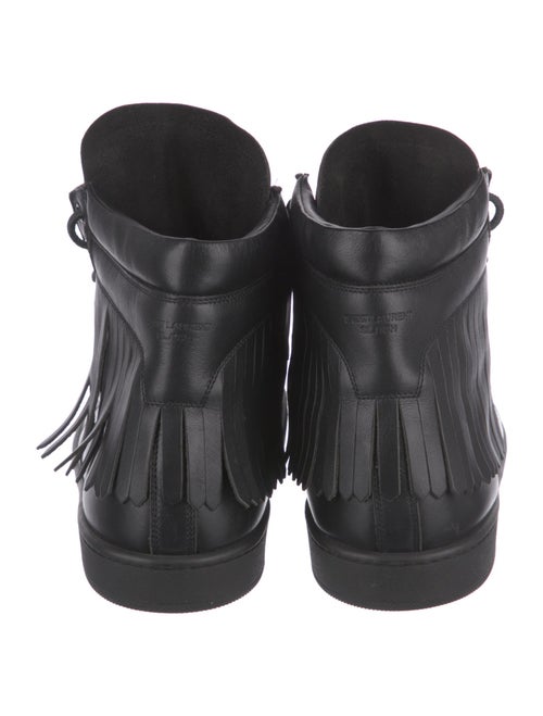 Saint Laurent Leather Fringe Trim Accent Sneakers