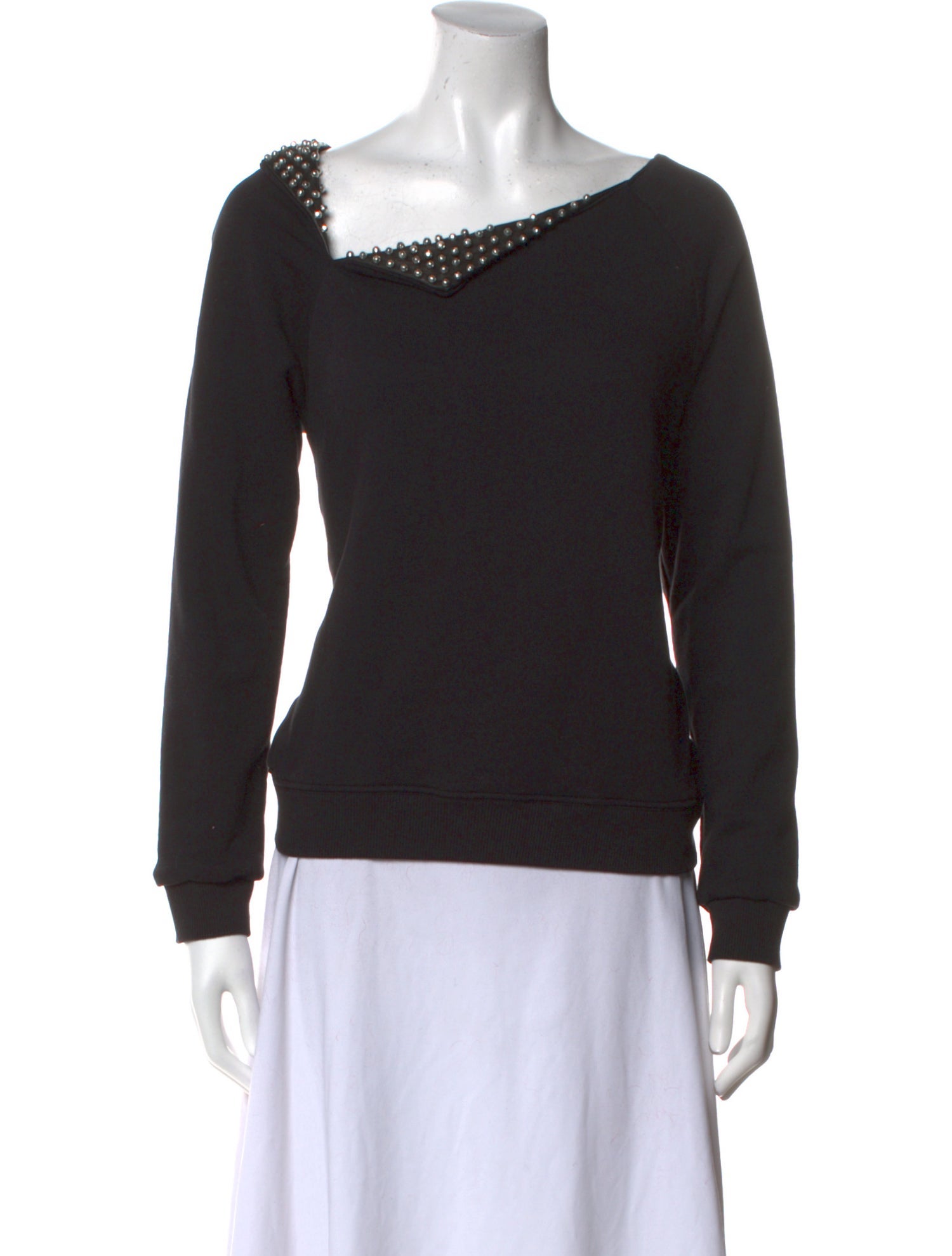 Saint Laurent One-Shoulder Long Sleeve Sweatshirt