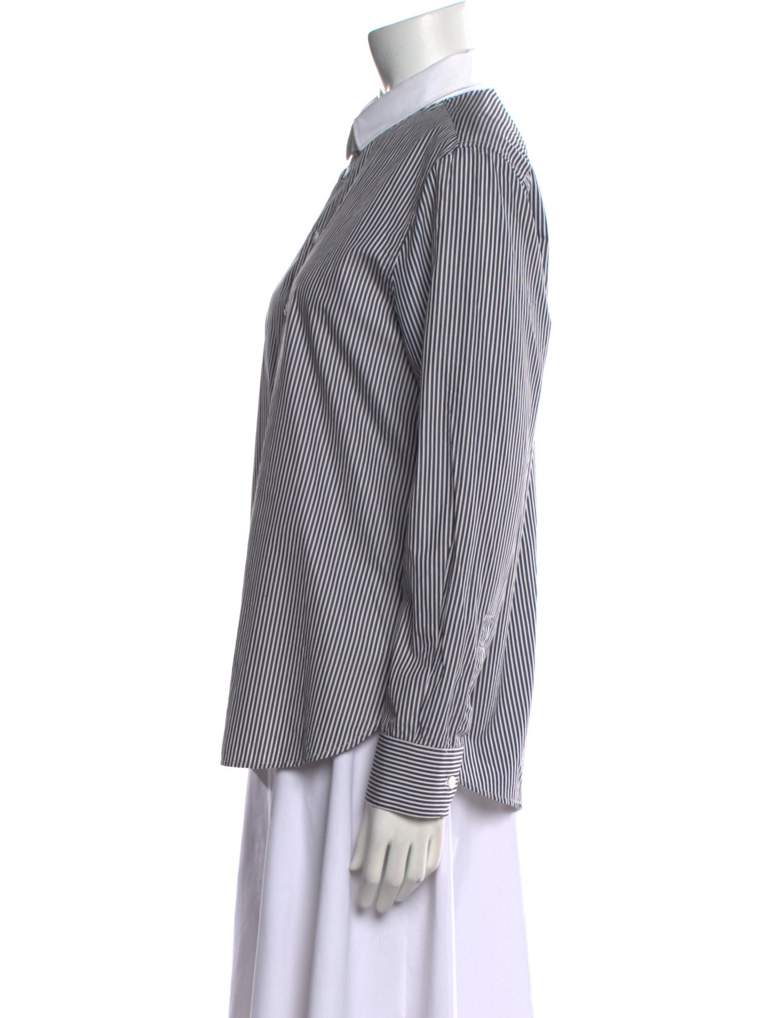 Saint Laurent Striped Long Sleeve Button-Up Top