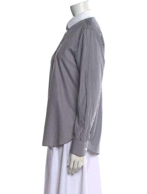 Saint Laurent Striped Long Sleeve Button-Up Top