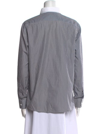 Saint Laurent Striped Long Sleeve Button-Up Top