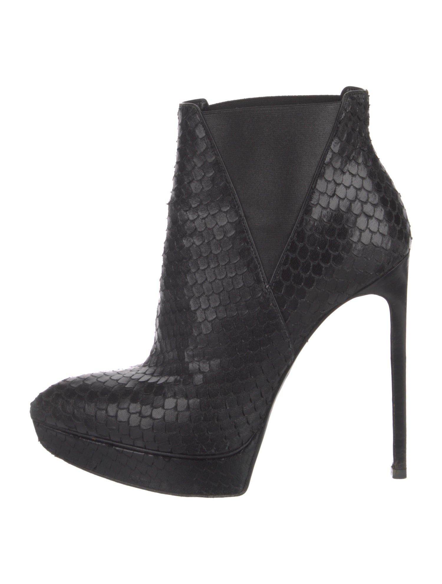 Saint Laurent Snakeskin Animal Print Lace-Up Boots