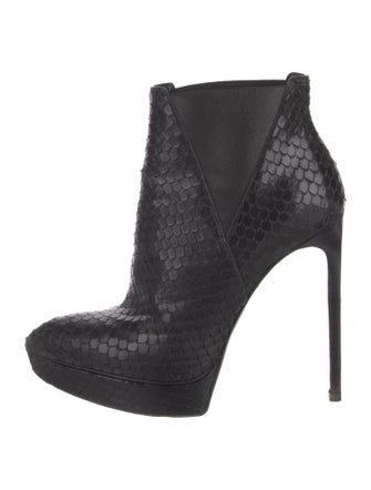 Saint Laurent Snakeskin Animal Print Lace-Up Boots