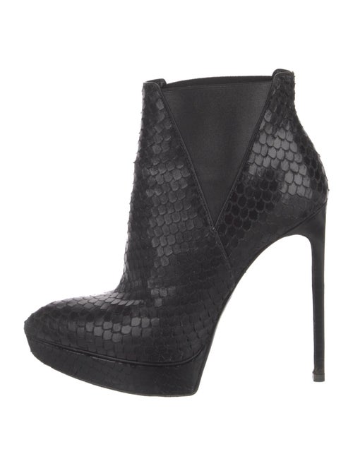 Saint Laurent Snakeskin Animal Print Lace-Up Boots
