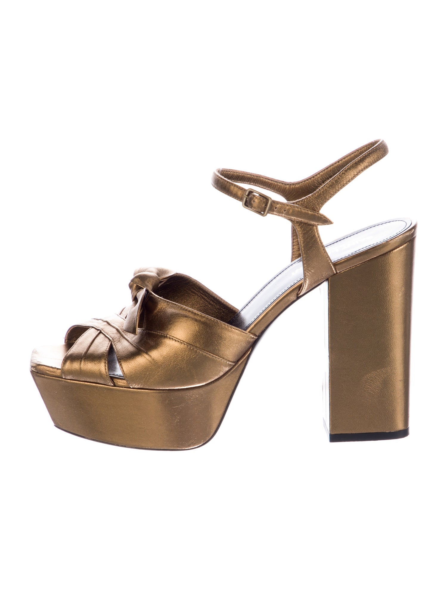 Saint Laurent Leather Bow Accents Sandals