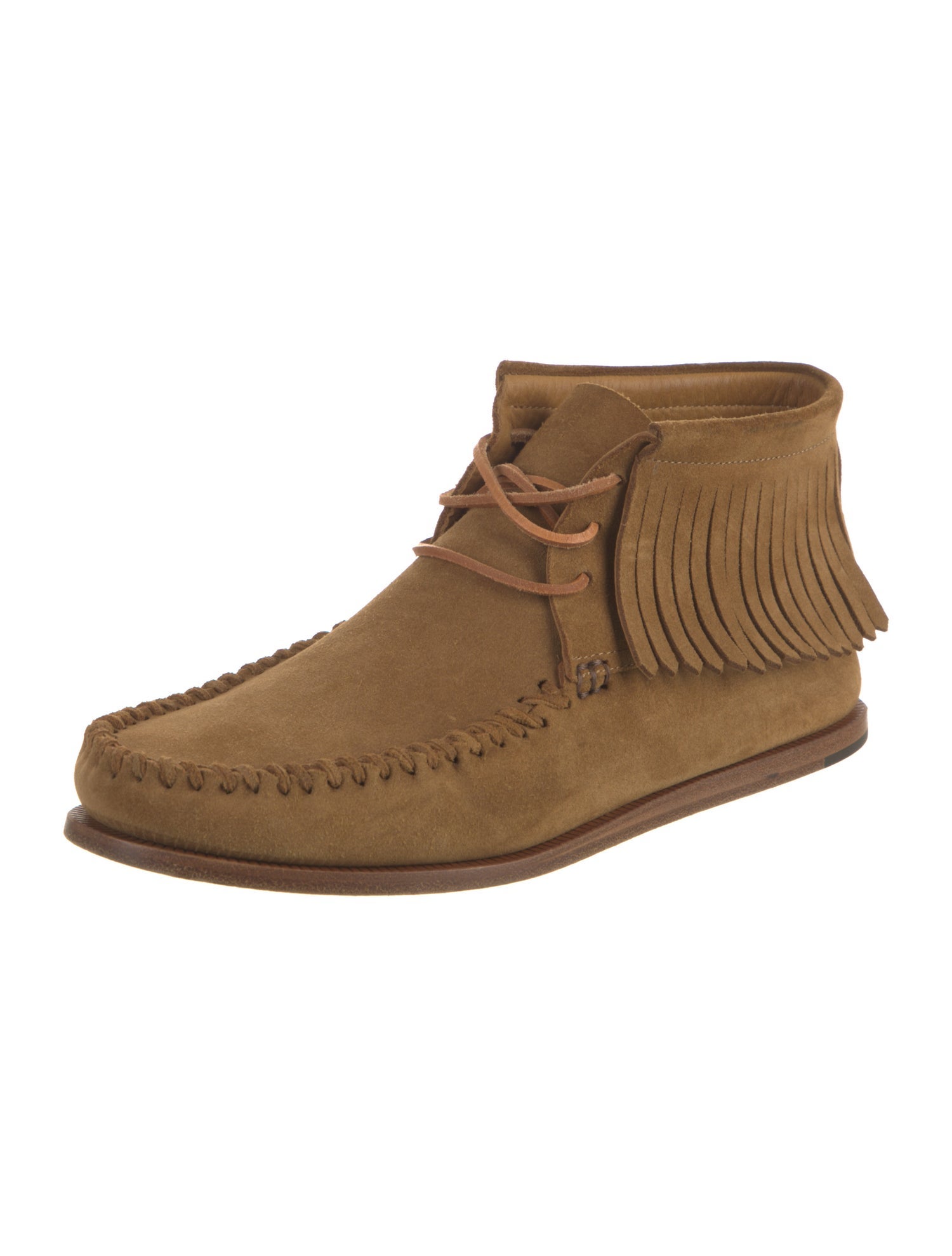Saint Laurent Suede Fringe Trim Accent Espadrilles