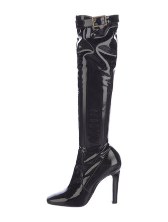Saint Laurent Patent Leather Colorblock Pattern Sock Boots