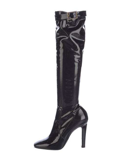 Saint Laurent Patent Leather Colorblock Pattern Sock Boots
