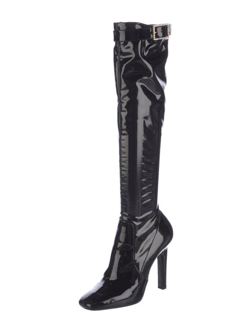 Saint Laurent Patent Leather Colorblock Pattern Sock Boots
