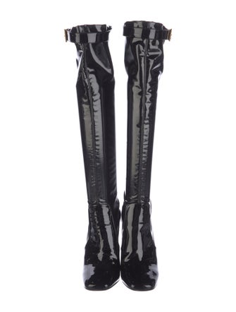 Saint Laurent Patent Leather Colorblock Pattern Sock Boots