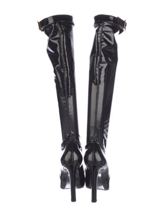 Saint Laurent Patent Leather Colorblock Pattern Sock Boots