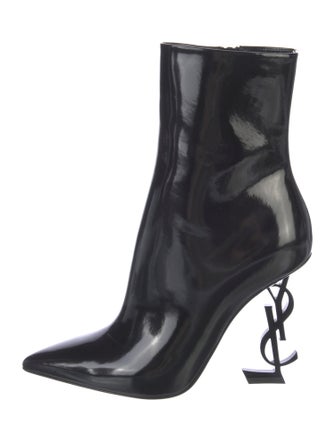 Saint Laurent Patent Leather Lace-Up Boots