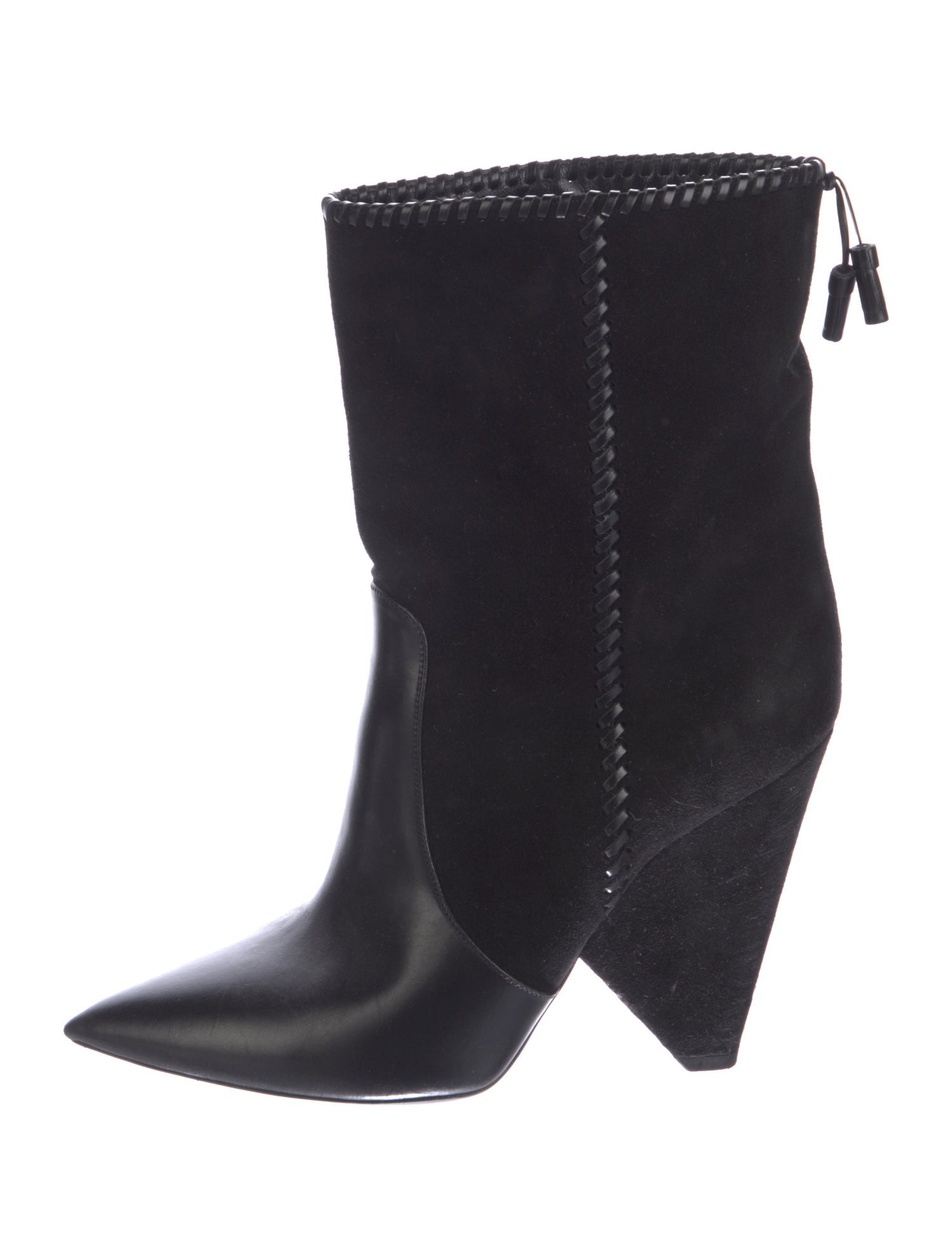 Saint Laurent Suede Whipstitch Trim Boots