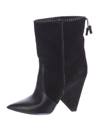 Saint Laurent Suede Whipstitch Trim Boots