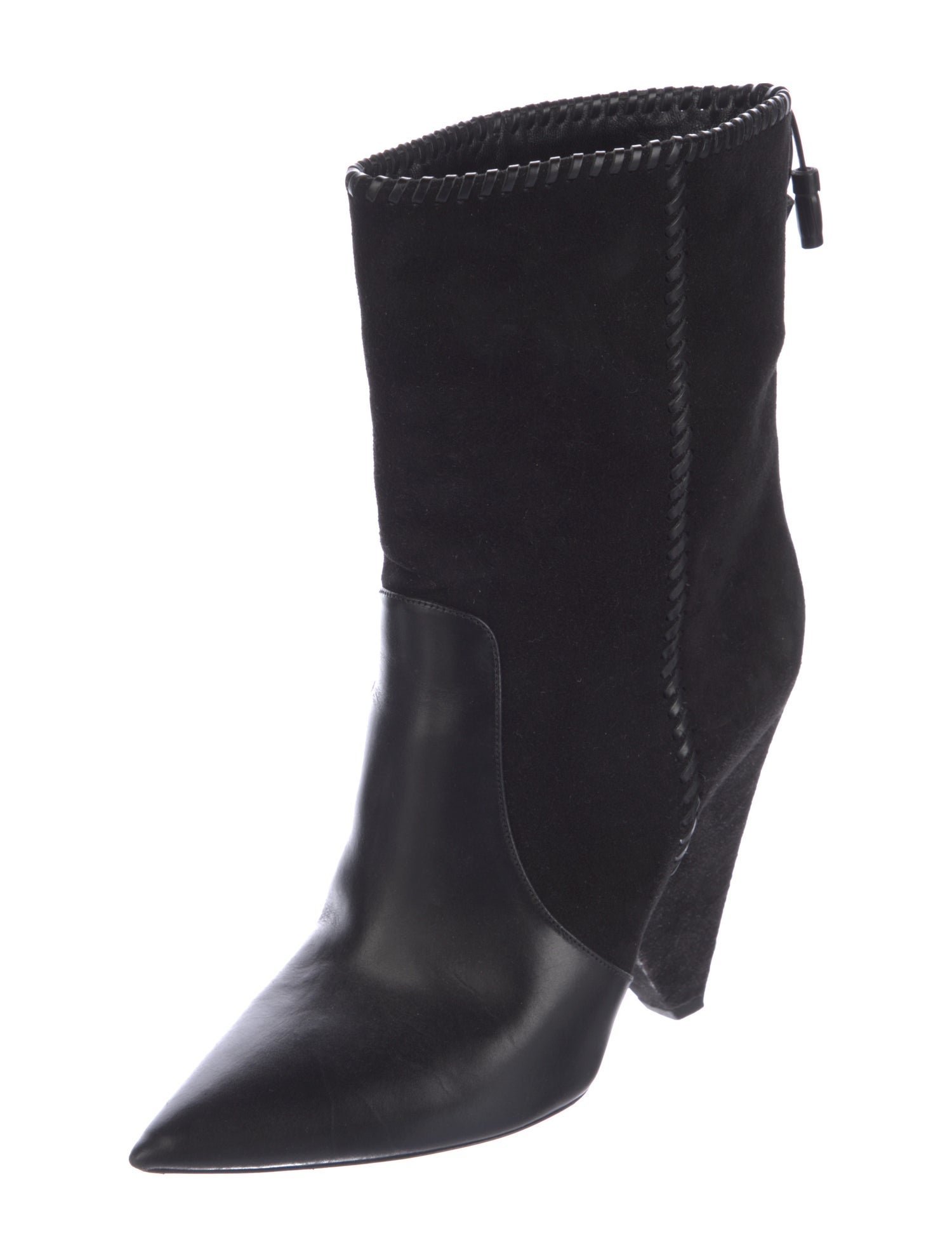 Saint Laurent Suede Whipstitch Trim Boots