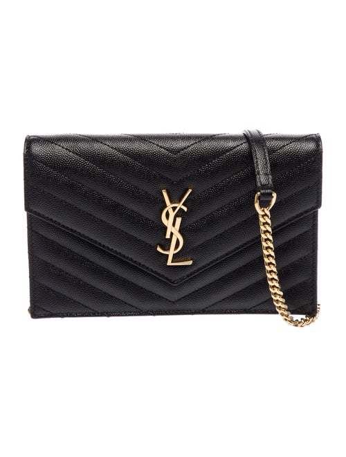 Saint Laurent Leather Cassandre Wallet on a Chain