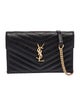 Saint Laurent Leather Cassandre Wallet on a Chain