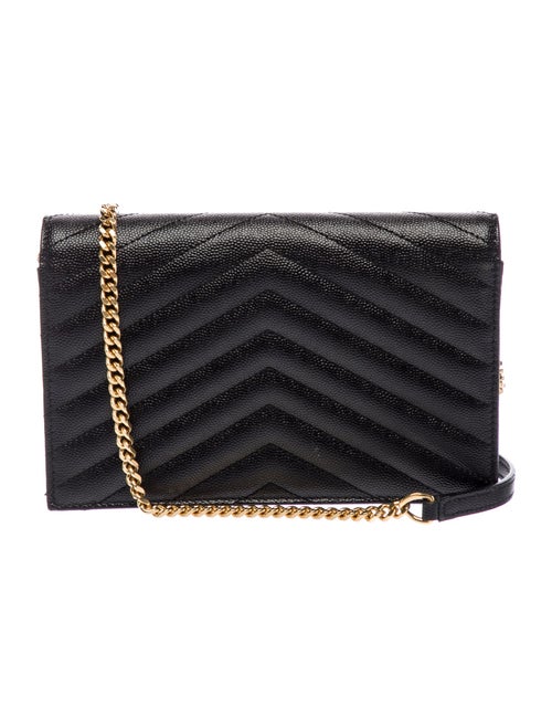 Saint Laurent Leather Cassandre Wallet on a Chain