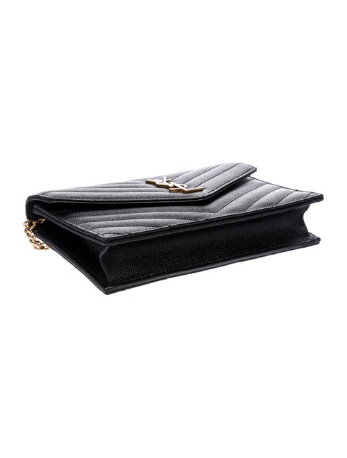 Saint Laurent Leather Cassandre Wallet on a Chain