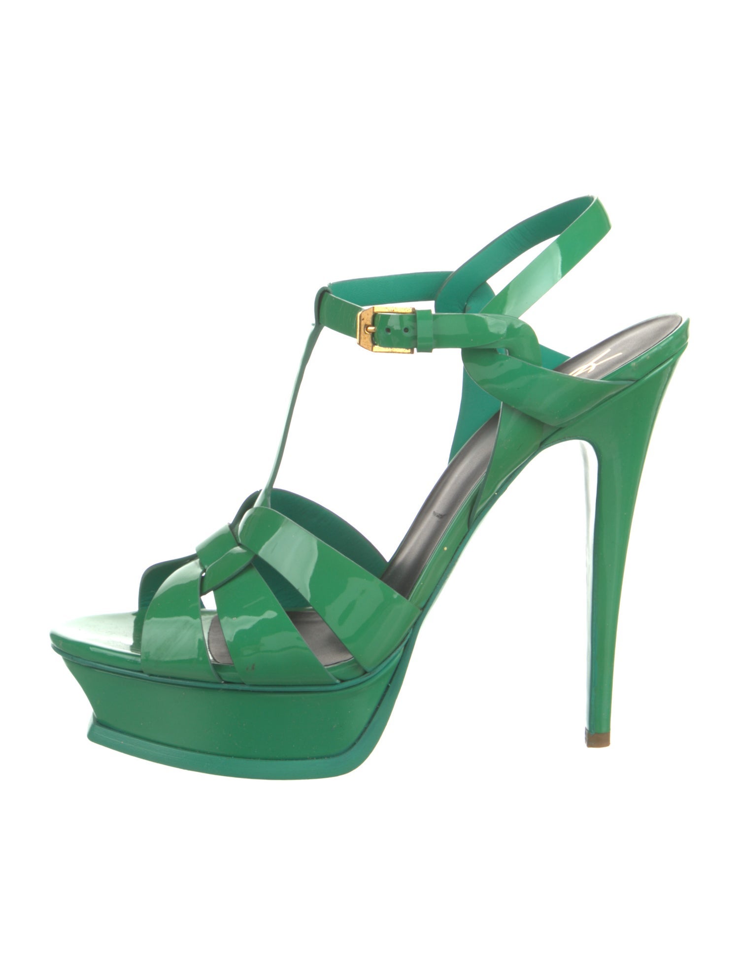 Saint Laurent Patent Leather T-Strap Sandals