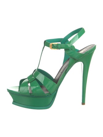 Saint Laurent Patent Leather T-Strap Sandals