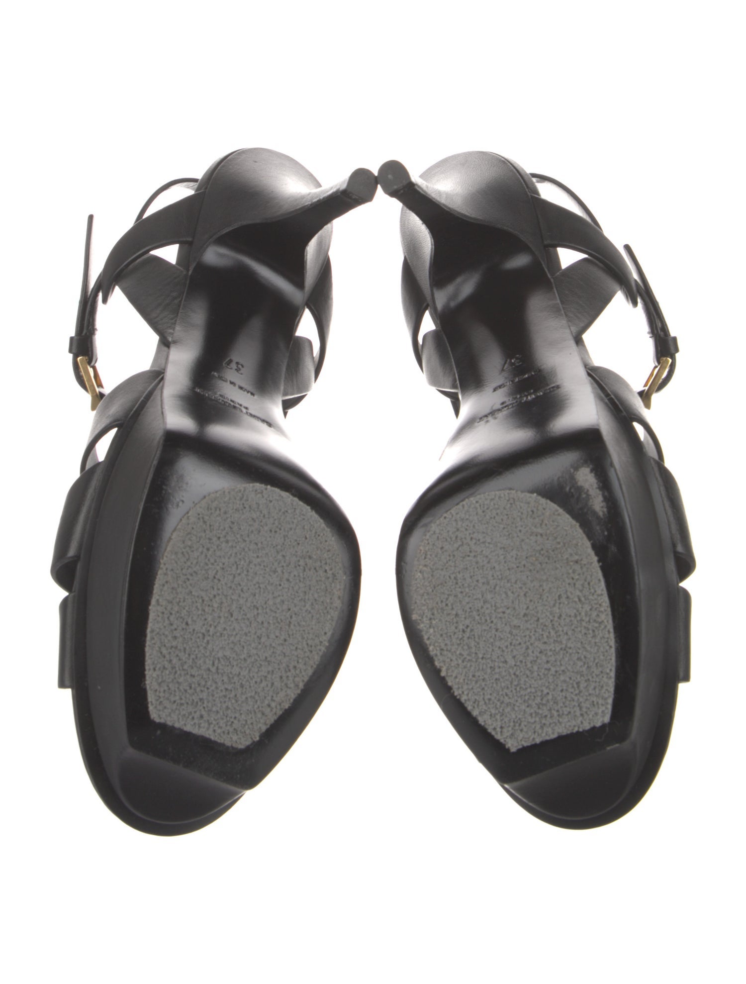 Saint Laurent Leather Cutout Accent T-Strap Sandals