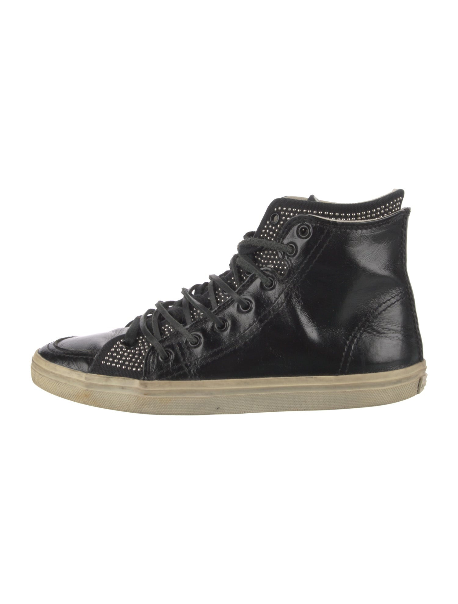 Saint Laurent Leather Studded Accents Sneakers