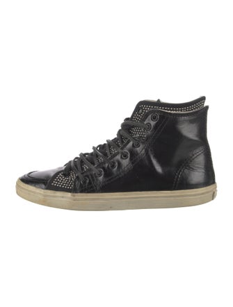 Saint Laurent Leather Studded Accents Sneakers