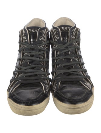 Saint Laurent Leather Studded Accents Sneakers