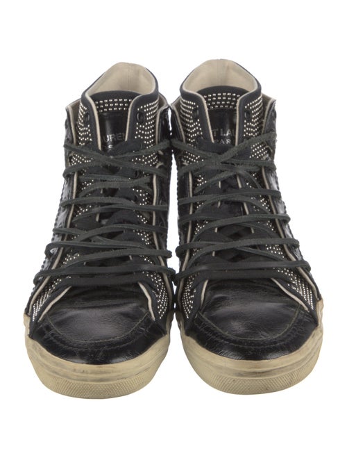 Saint Laurent Leather Studded Accents Sneakers