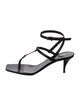 Saint Laurent Signature Logo Leather T-Strap Sandals