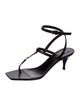 Saint Laurent Signature Logo Leather T-Strap Sandals