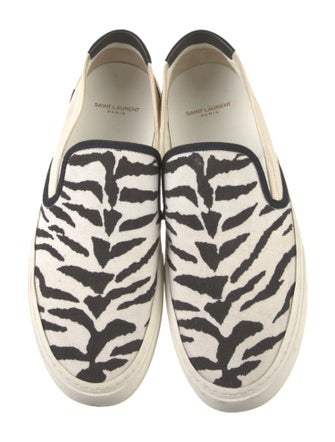 Saint Laurent Canvas Leather Trim Embellishment Boat Shoes