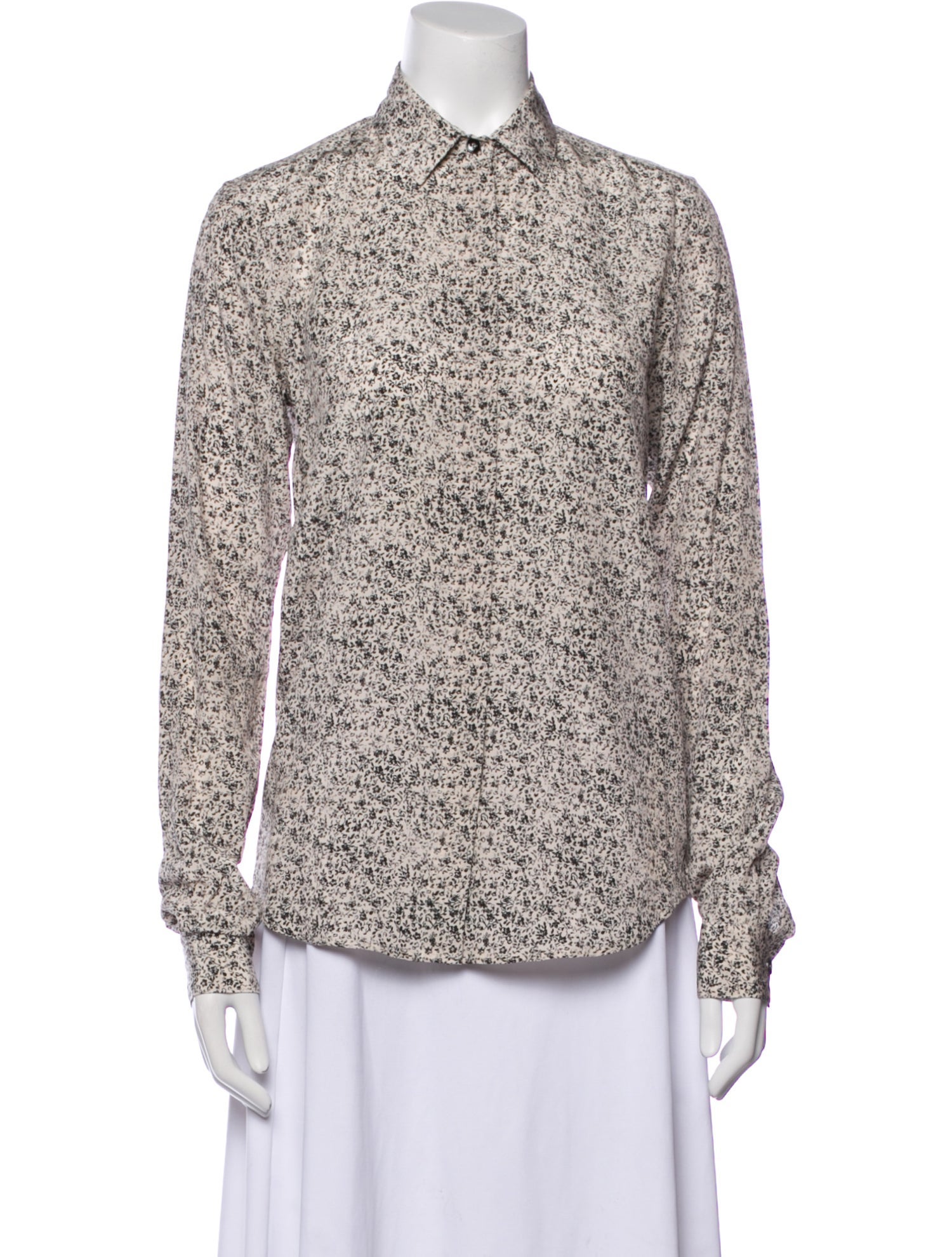 Saint Laurent Silk Printed Button-Up Top