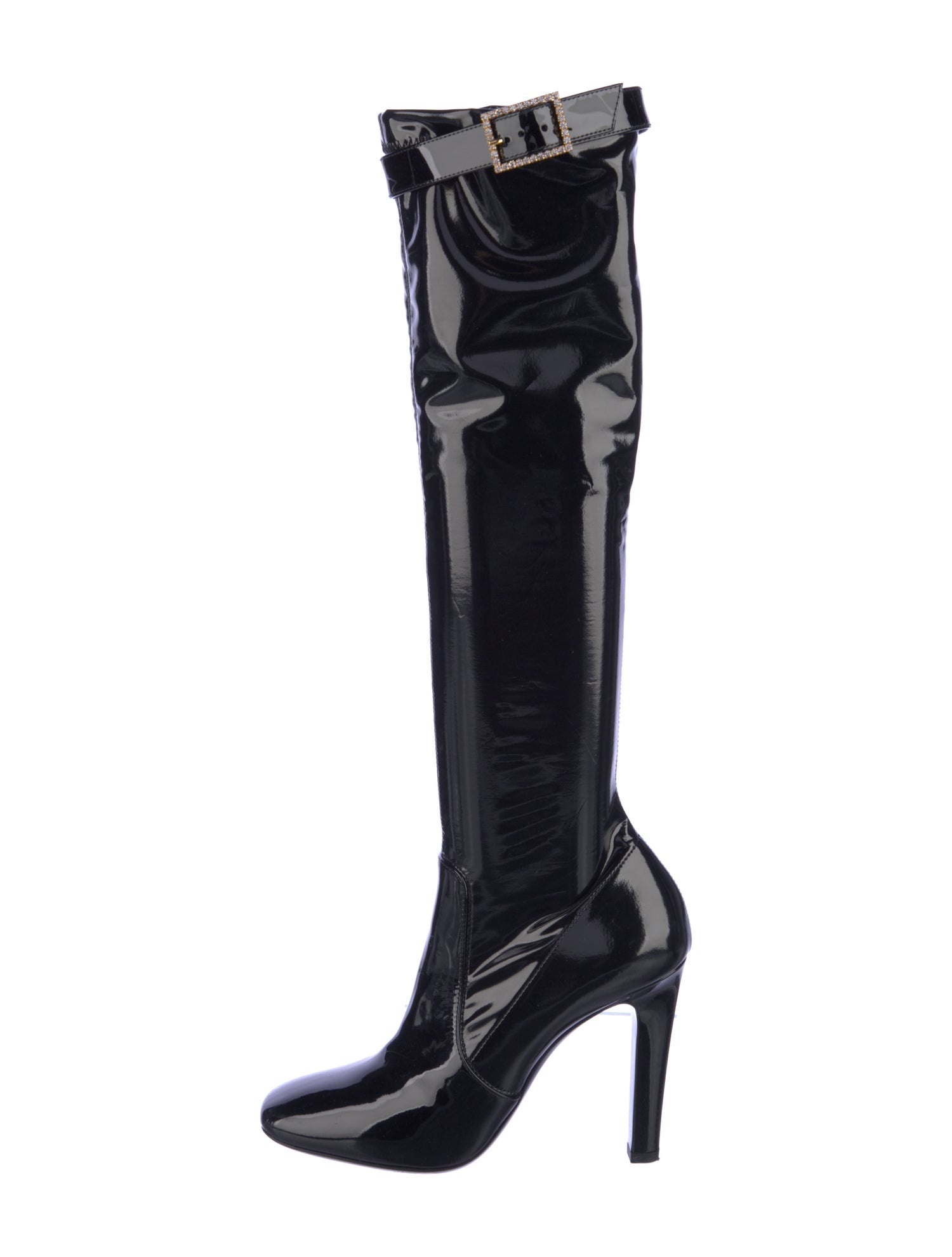 Saint Laurent Patent Leather Crystal Embellishments Sock Boots