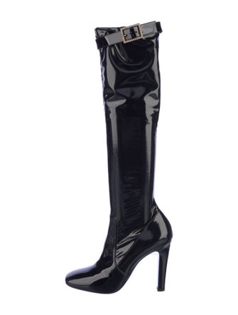Saint Laurent Patent Leather Crystal Embellishments Sock Boots