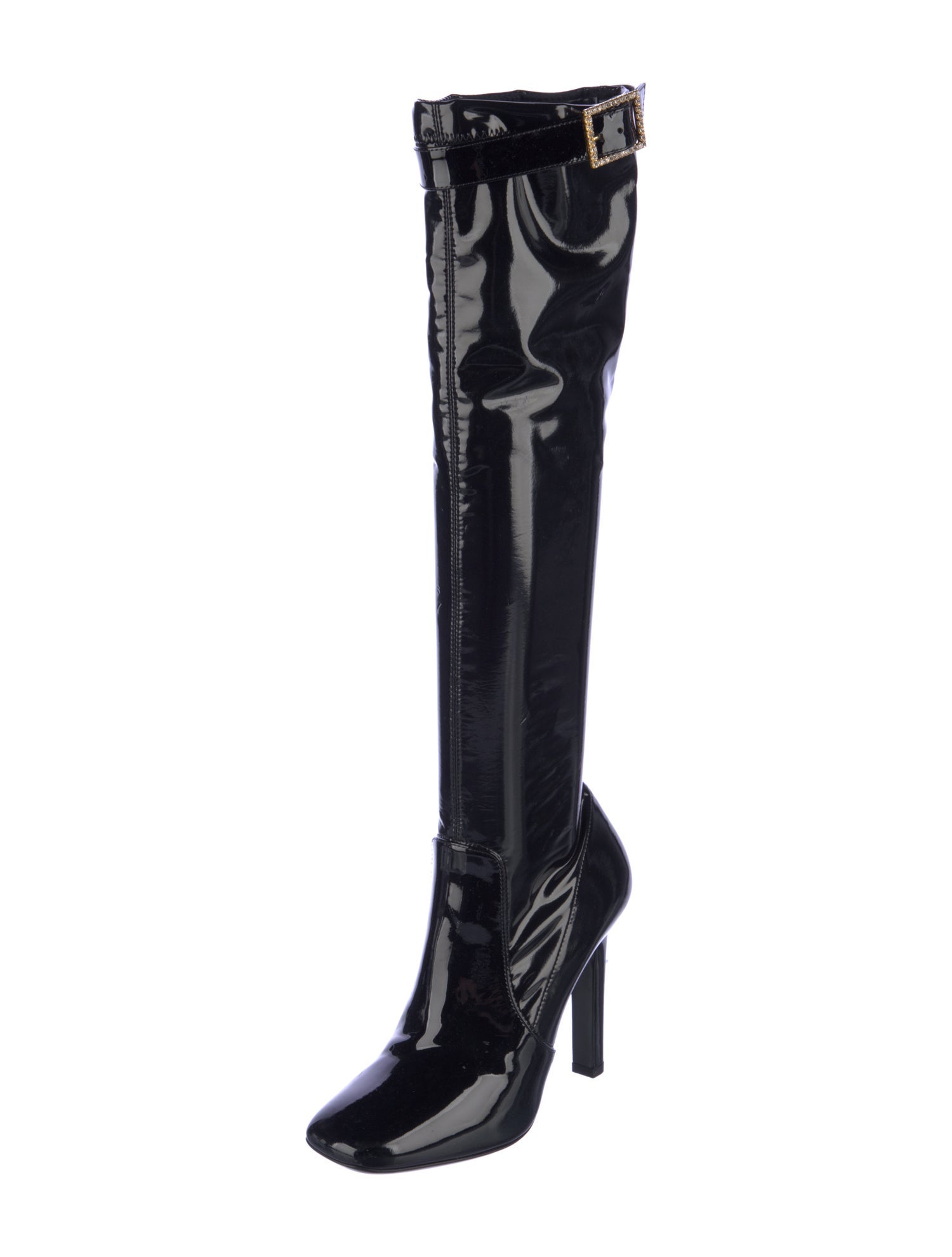 Saint Laurent Patent Leather Crystal Embellishments Sock Boots