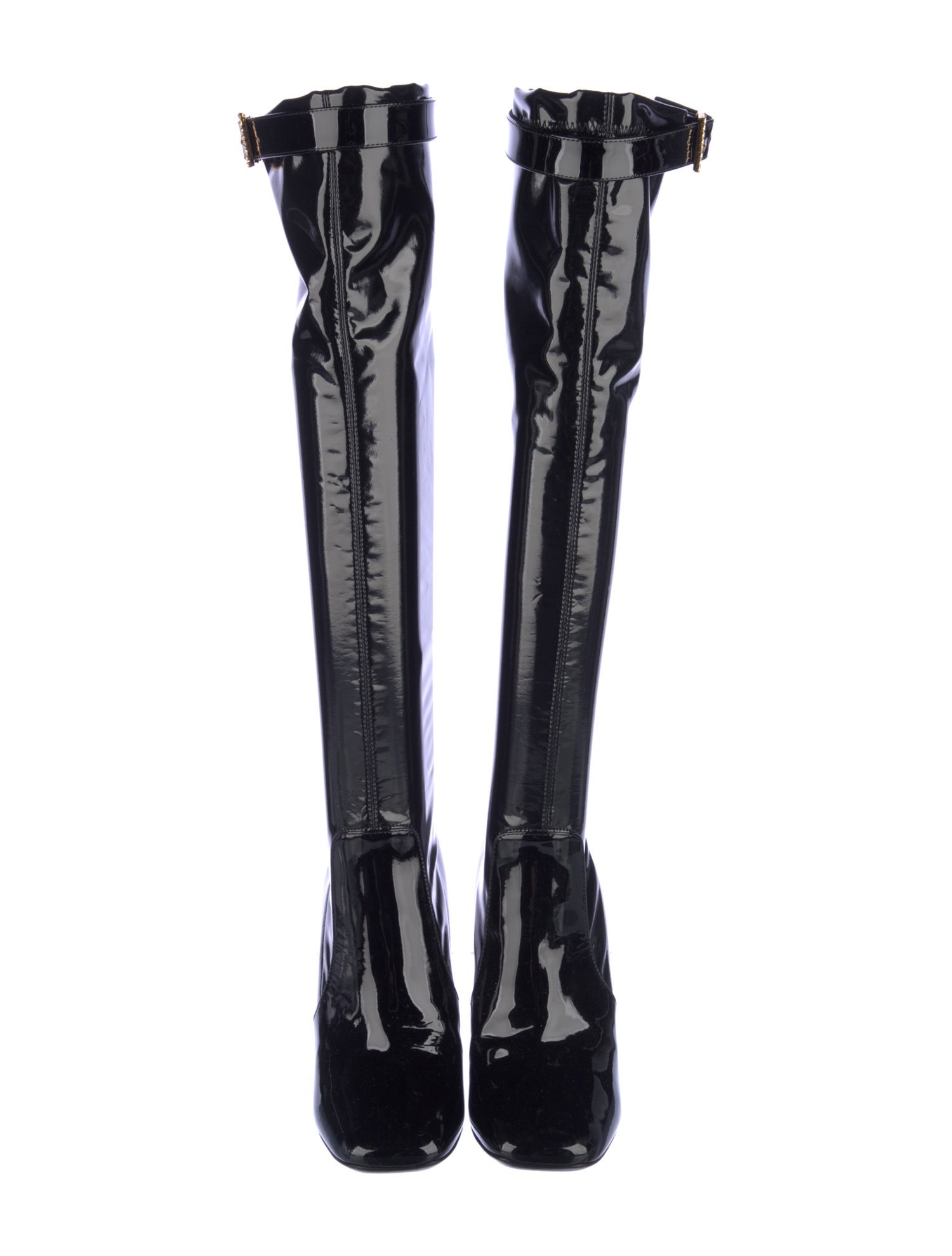 Saint Laurent Patent Leather Crystal Embellishments Sock Boots