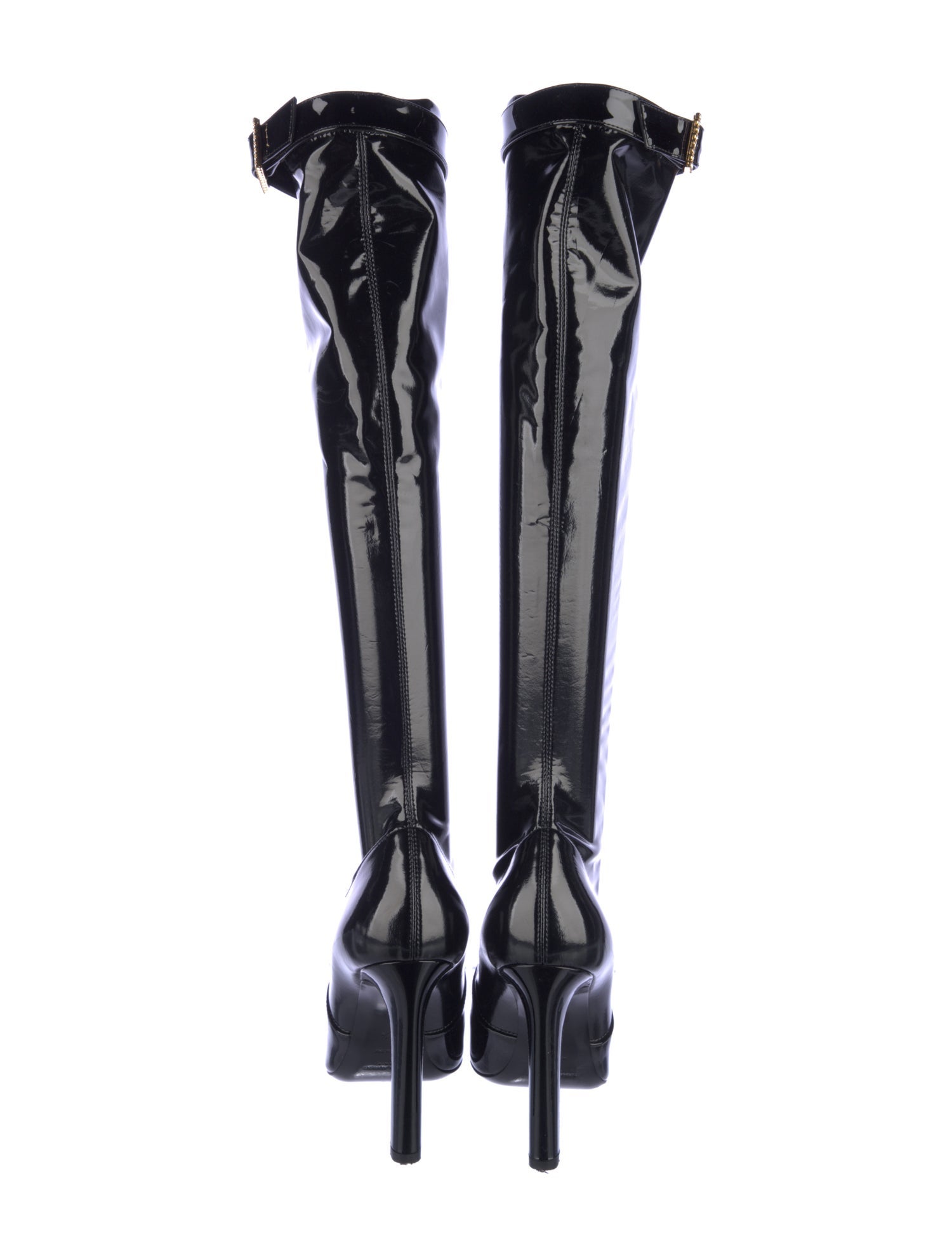 Saint Laurent Patent Leather Crystal Embellishments Sock Boots