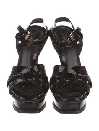 Saint Laurent Patent Leather T-Strap Sandals