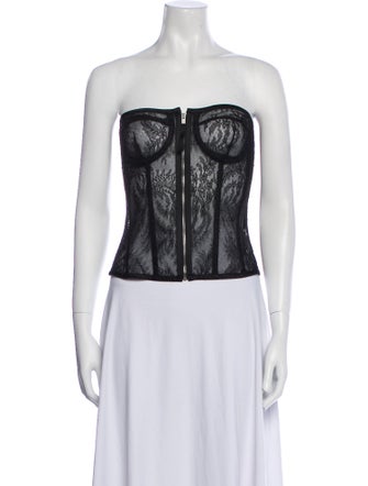 Saint Laurent Lace Lace Pattern Crop Top