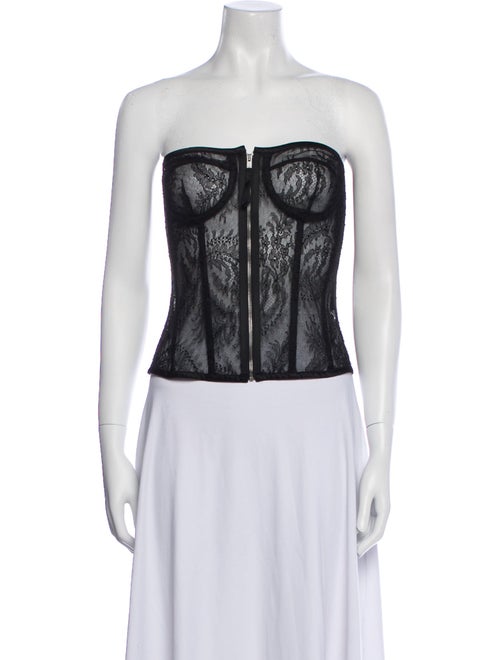 Saint Laurent Lace Lace Pattern Crop Top