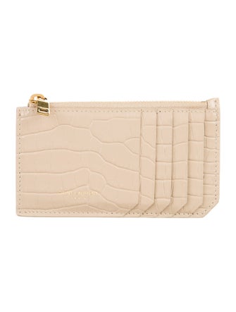 Saint Laurent Embossed Card Case Leather Wallet