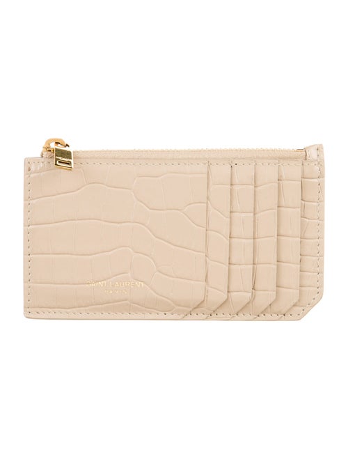 Saint Laurent Embossed Card Case Leather Wallet