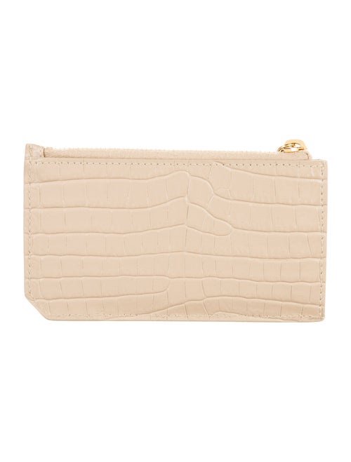 Saint Laurent Embossed Card Case Leather Wallet