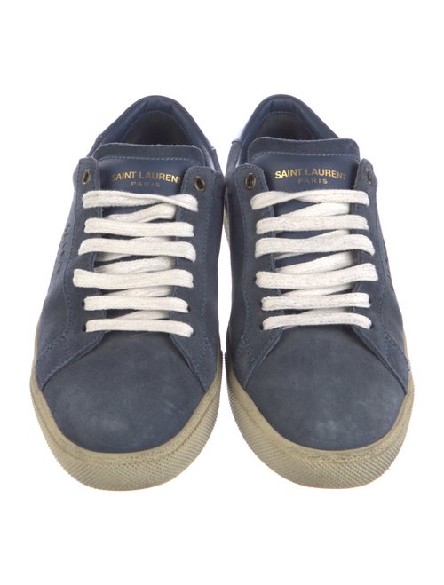 Saint Laurent Suede Embroidered Accent Sneakers